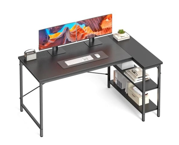 47-inch L-shaped corner desk with storage shelves, alternate view