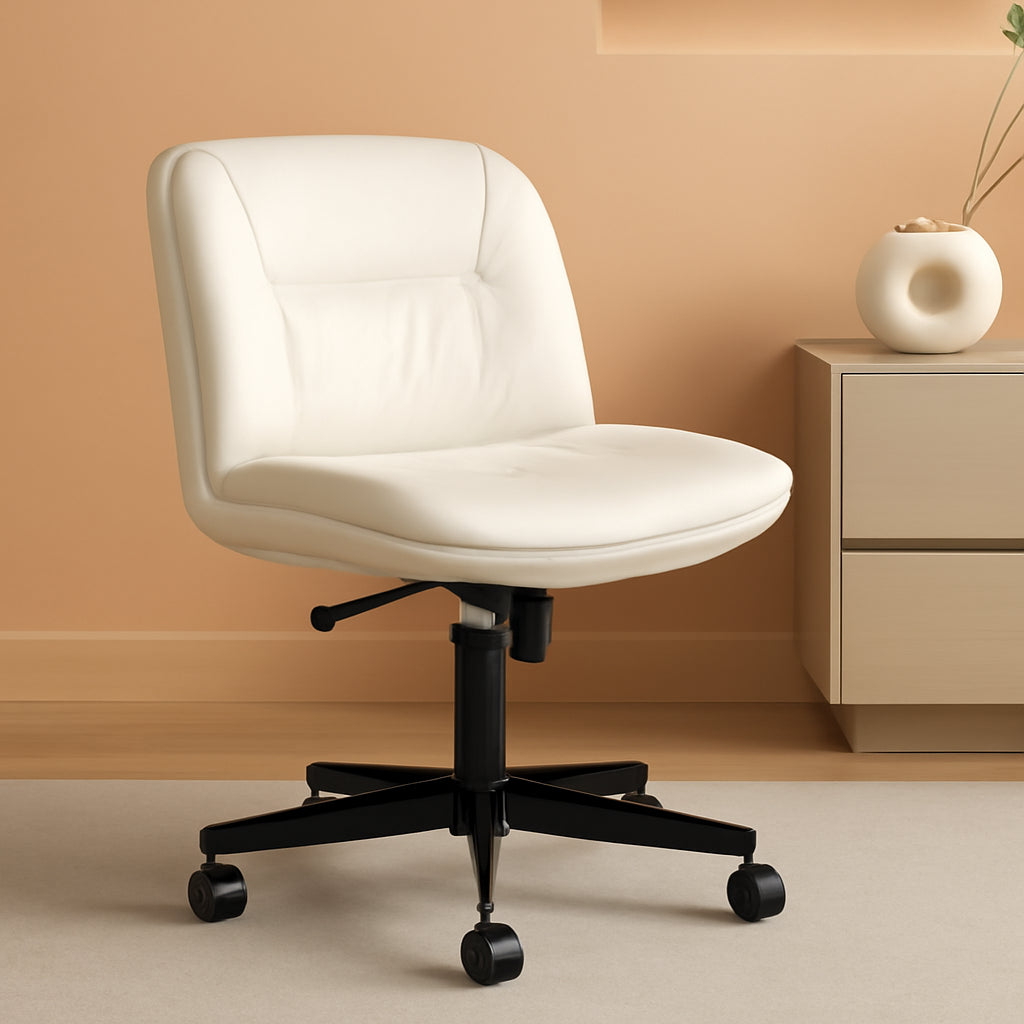 Beige criss-cross armless office chair