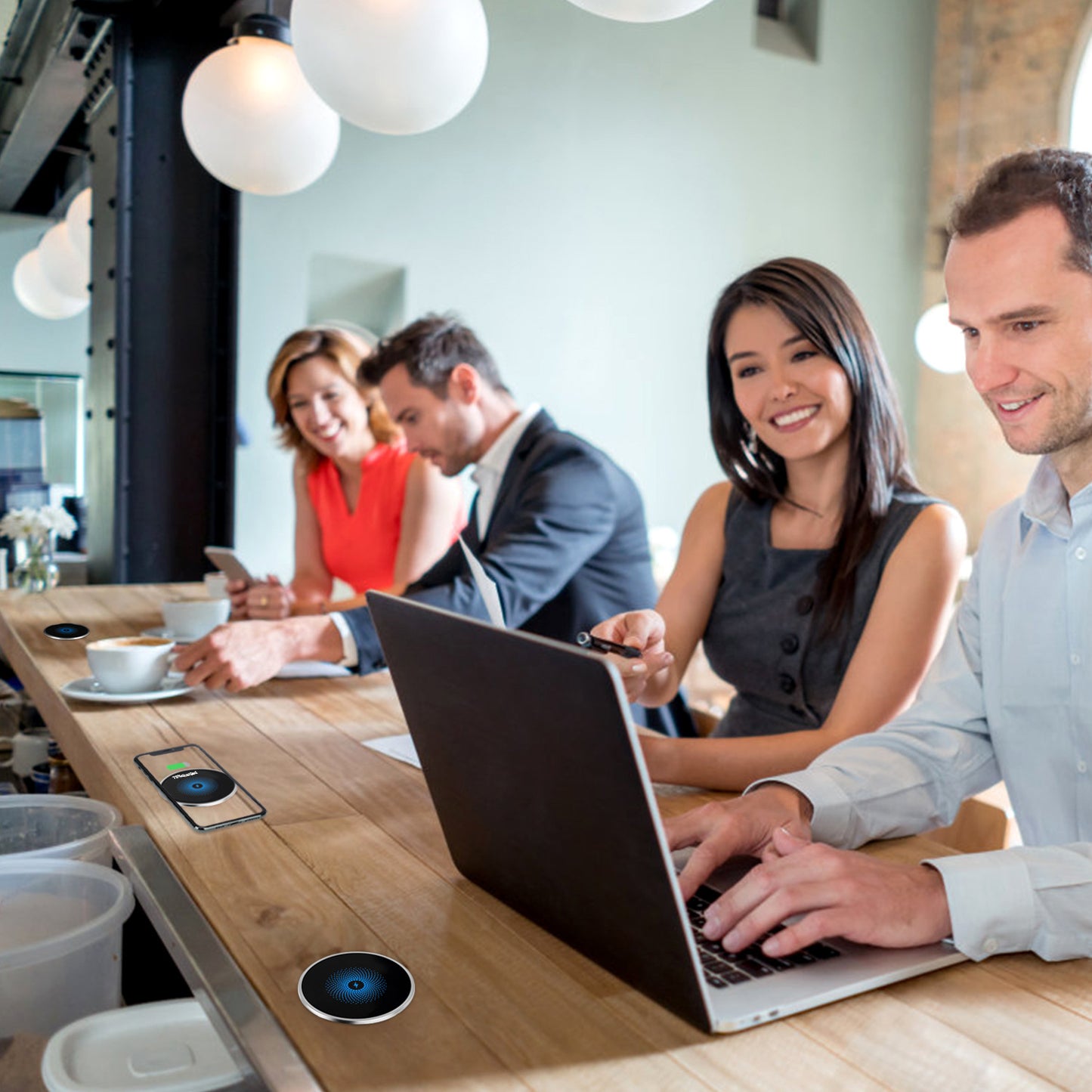 Waterproof Aluminum Alloy Embedded Wireless Charger Office Furniture