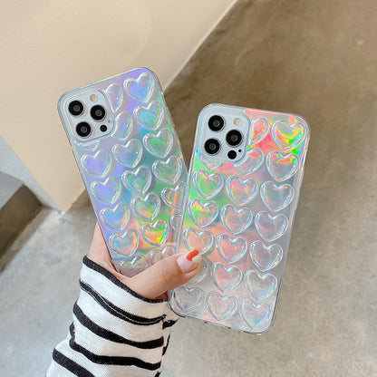 Three Dimensional Laser Transparent Love Mobile Phone Case