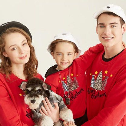 A Family Of Three Family Wear Celebrating Christmas Tree Letter Printing