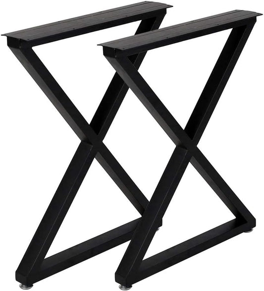 Metal Table Legs 28''x 24'' Heavy-Duty Desk Legs Industrial Furniture Legs For Dinning Table, Computer Table, Office Table 2Pcs-Black