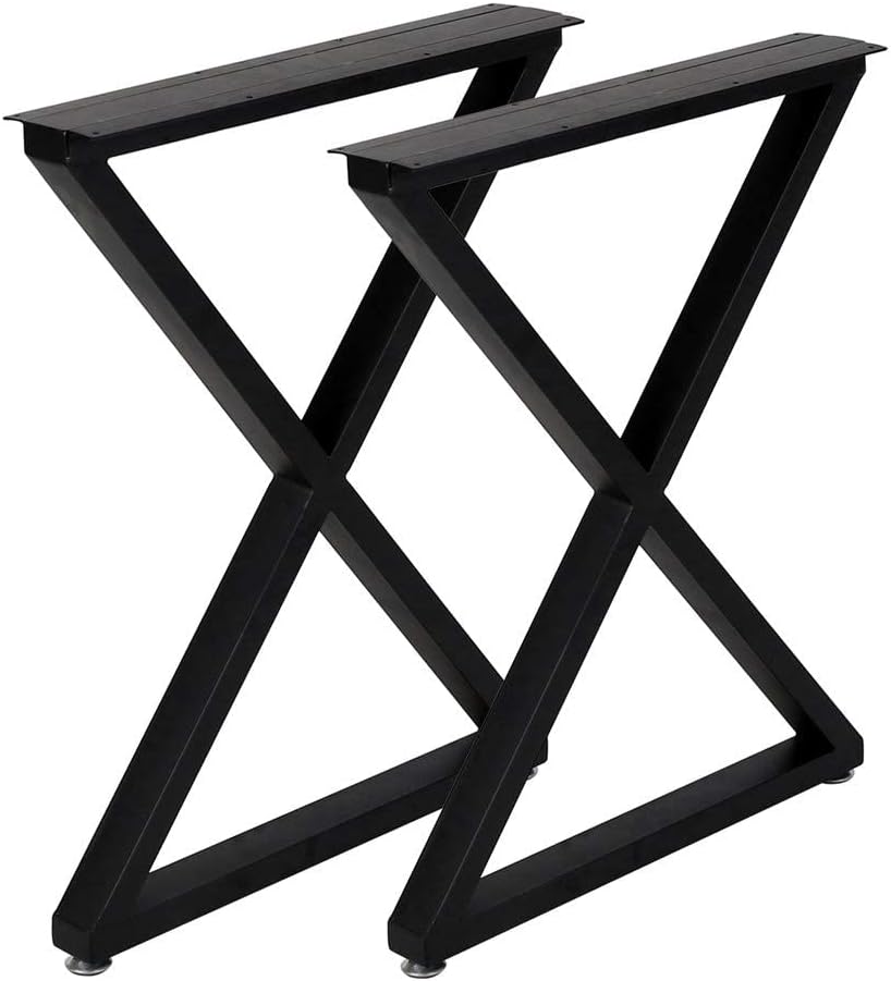 Metal Table Legs 28''x 24'' Heavy-Duty Desk Legs Industrial Furniture Legs For Dinning Table, Computer Table, Office Table 2Pcs-Black