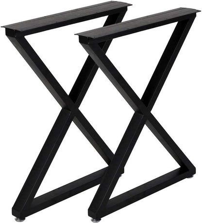 Metal Table Legs 28''x 24'' Heavy-Duty Desk Legs Industrial Furniture Legs For Dinning Table, Computer Table, Office Table 2Pcs-Black