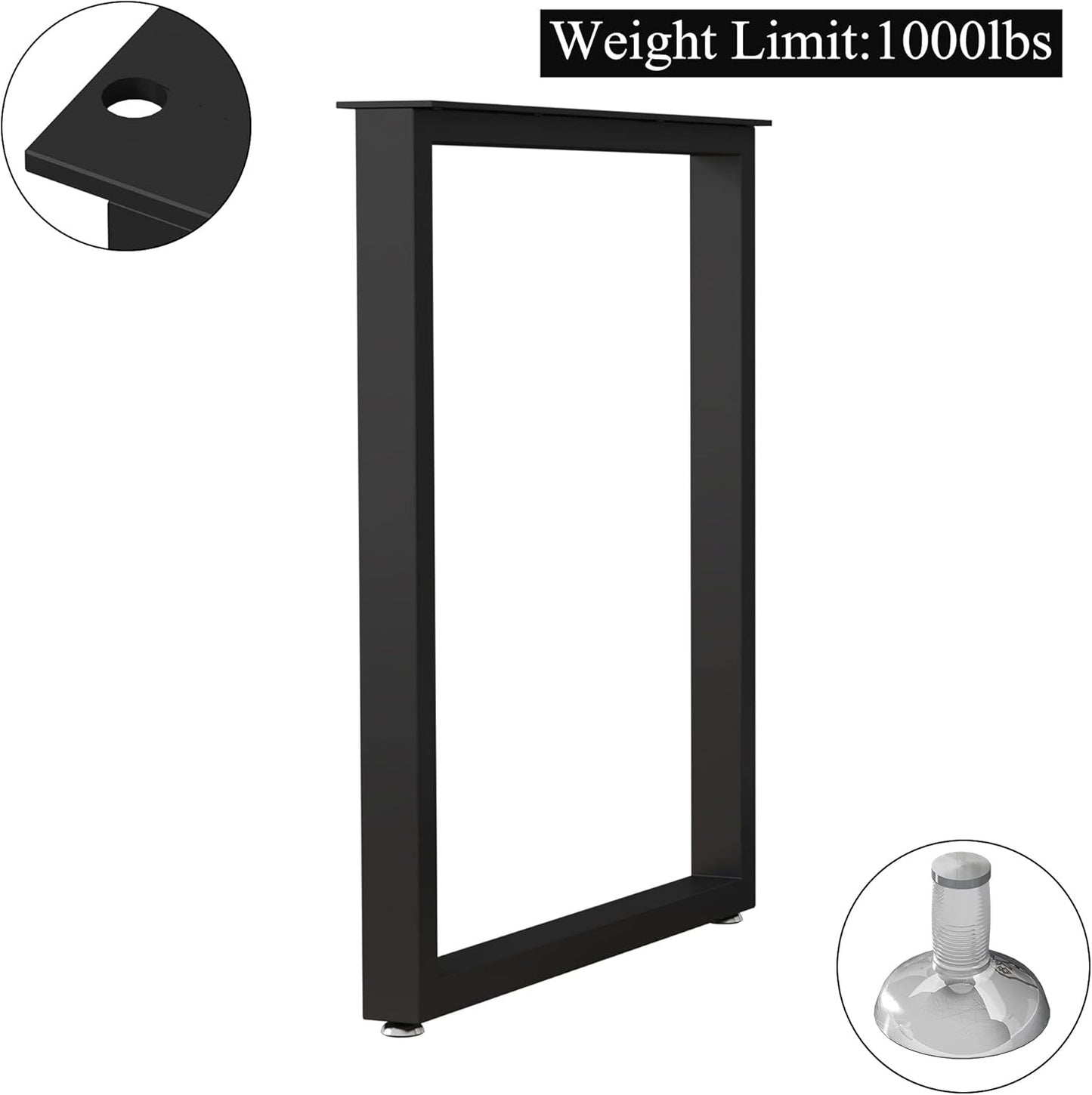 Metal Table Legs 28''x 24'' Heavy-Duty Desk Legs Industrial Furniture Legs For Dinning Table, Computer Table, Office Table 2Pcs-Black