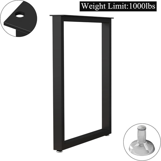 Metal Table Legs 28''x 24'' Heavy-Duty Desk Legs Industrial Furniture Legs For Dinning Table, Computer Table, Office Table 2Pcs-Black