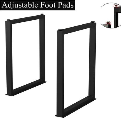 Metal Table Legs 28''x 24'' Heavy-Duty Desk Legs Industrial Furniture Legs For Dinning Table, Computer Table, Office Table 2Pcs-Black