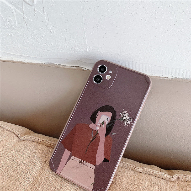 Compatible with Apple , Girl Next Door Straight Side Skin Feeling Phone Case Apple