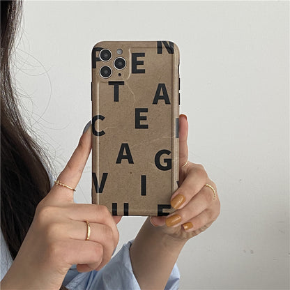 Compatible with Apple, Compatible with Apple , Classic Kraft Paper Texture Phone Case Letters Soft Shell For iphone 12 mini 11 Pro max, SE 7 8 plus X XR XS Max