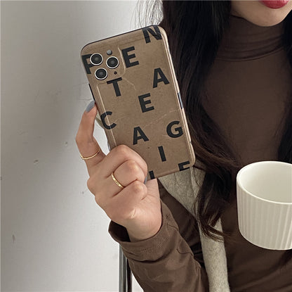 Compatible with Apple, Compatible with Apple , Classic Kraft Paper Texture Phone Case Letters Soft Shell For iphone 12 mini 11 Pro max, SE 7 8 plus X XR XS Max