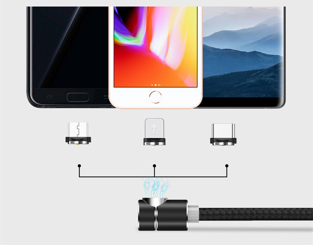 Compatible with Apple , Magnetic Data Cable Elbow Androsterol  Type-C Blind Magnetic Nylon Circular L-Shaped Magnetic Charging Cable