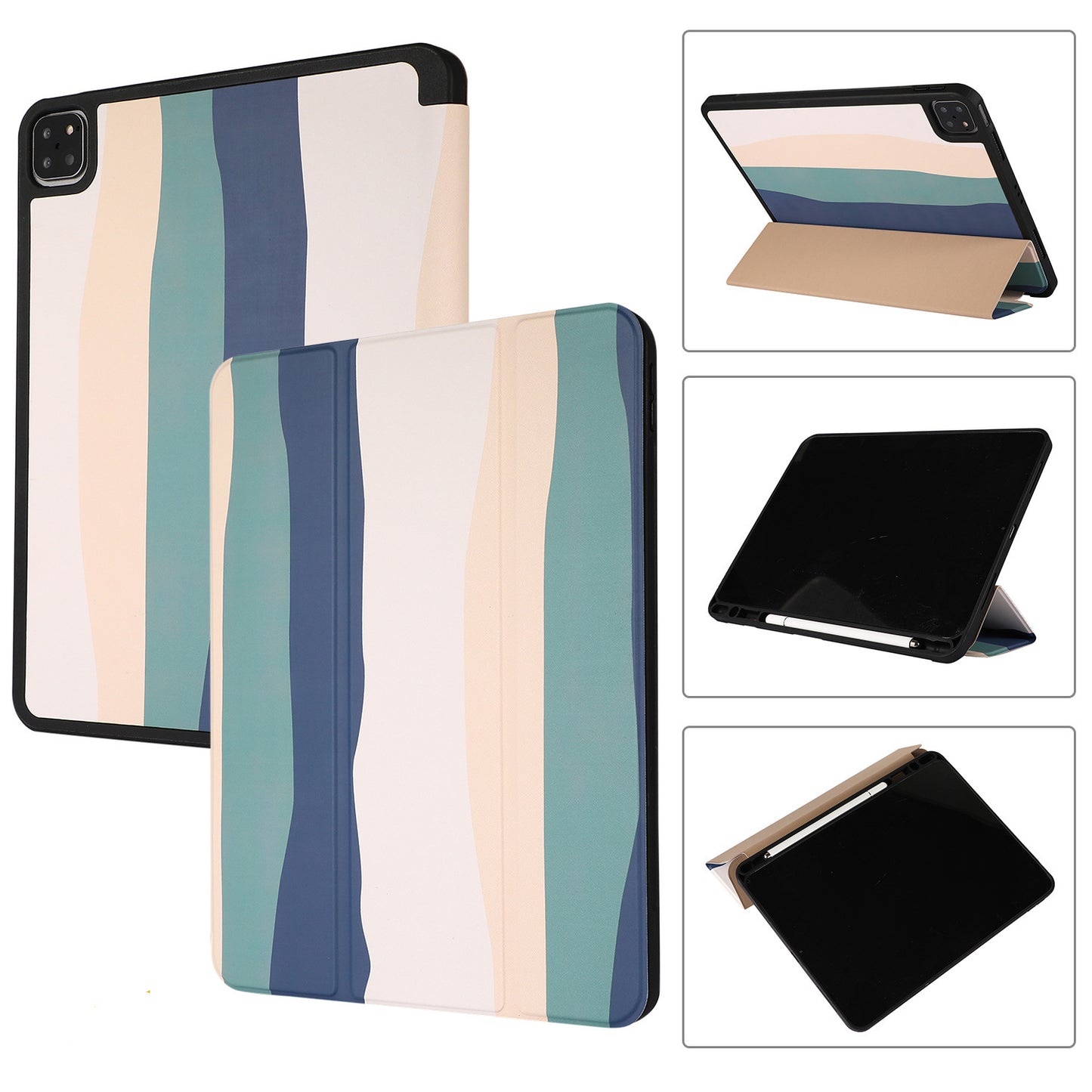 Tablet PC 10.2 Pen Slot Tri-fold Sleeping Flip Leather Case