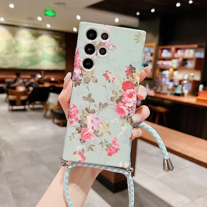 Vintage Flower For S23U Phone Case Crossbody Soft Glue