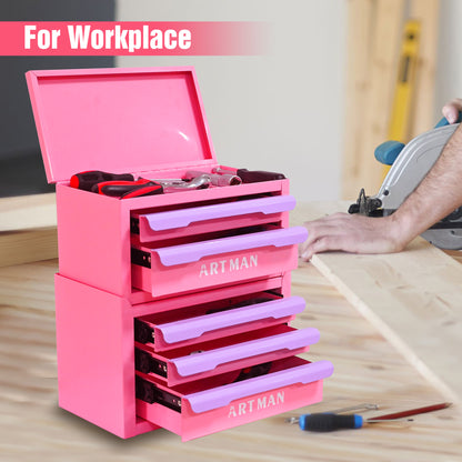 Pink and purple 5-drawer steel desktop organizer