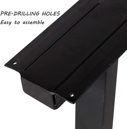 Metal Table Legs 28''x 24'' Heavy-Duty Desk Legs Industrial Furniture Legs For Dinning Table, Computer Table, Office Table 2Pcs-Black
