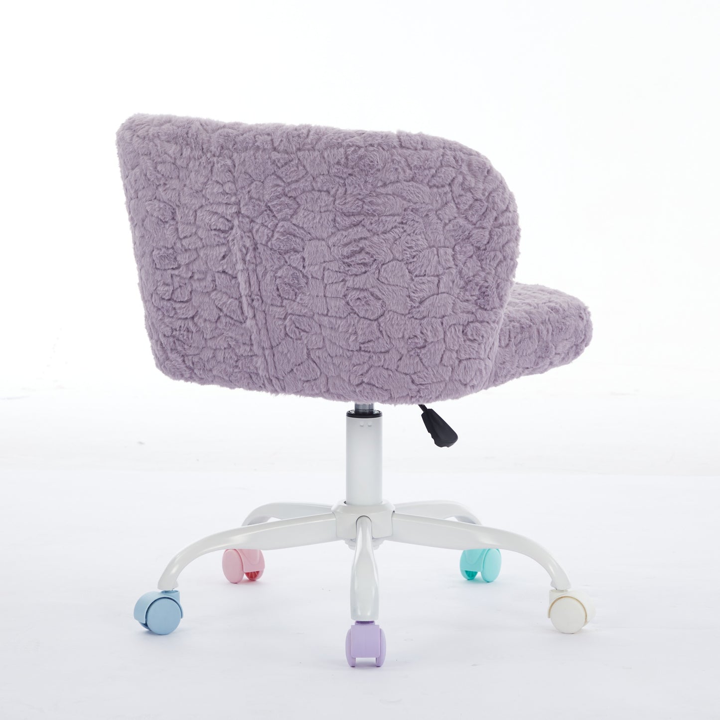 A&A Furniture Office Chair,Artificial Rabbit Hair Home Office Chair With Metal Base,Adjustable Desk Chair Swivel Office Chair,Vanity Chair Violet