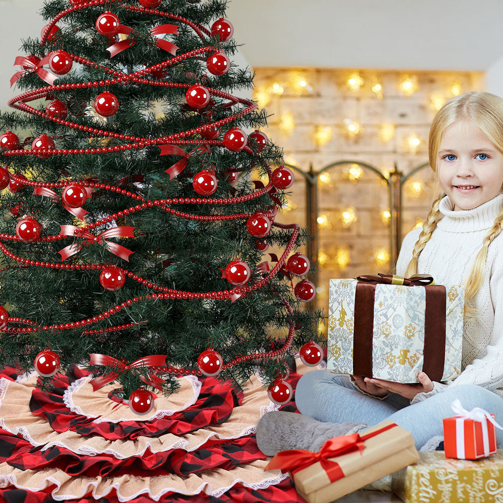 Linen Christmas tree mat pleated tree skirt