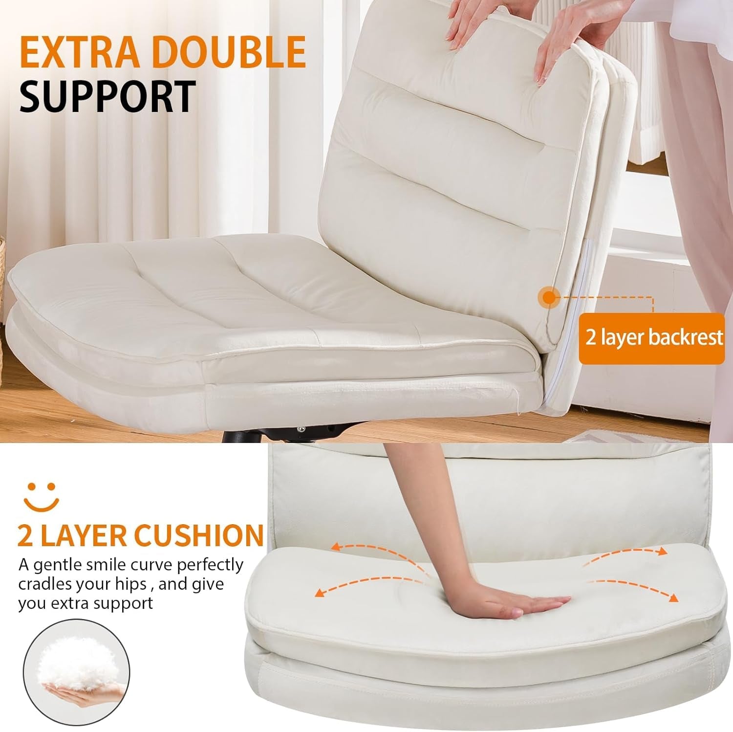 Criss Cross Office Chair Beige With Wheels For Home Office-3