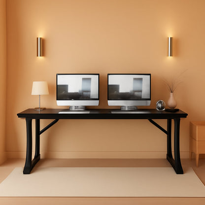 78.7 Inch Black Executive Desk Home Office Computer Desk-0