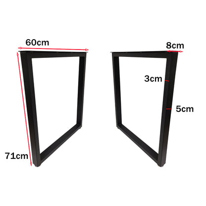 Metal Table Legs 28''x 24'' Heavy-Duty Desk Legs Industrial Furniture Legs For Dinning Table, Computer Table, Office Table 2Pcs-Black