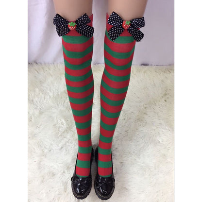 Christmas Socks Holiday Bow Stripes