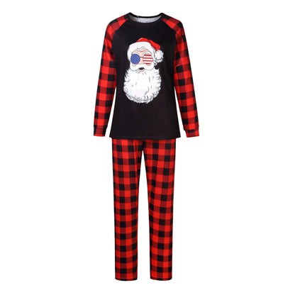 Christmas Printed Home Wear Santa Head Pattern Parent-child Wear Set