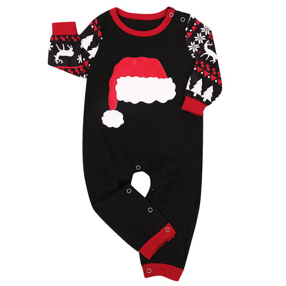 Christmas hat printing suit Christmas home wear pajamas parent-child wear