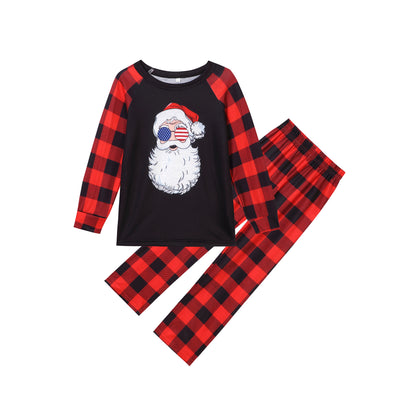 Christmas Printed Home Wear Santa Head Pattern Parent-child Wear Set