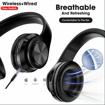 Foldable On Ear Headphones Bluetooth 5.0 Wireless Stereo Bass Headphones Wireless