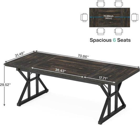 70.8 Inch Executive Desk Black Oak Office Desk Home Office-1