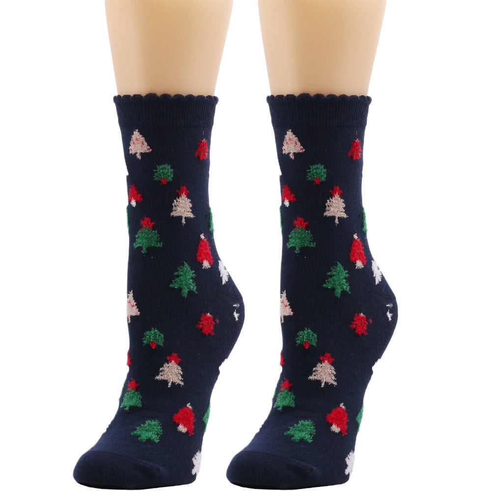 New European And American Socks Christmas Socks Women's Autumn And Winter Plush Socks Christmas Socks Women's Socks Mid Calf Socks Cross Border Christmas Socks