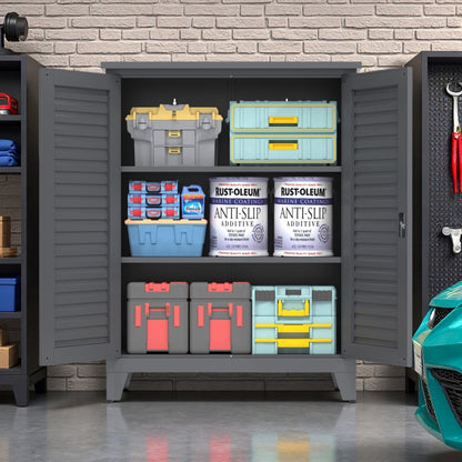 47'' Tall Metal Tool Storage Cabinet, With Ample Storage Space For Garage,Warehouse,Garden,Office, Living Room,Bathroom,Utility Room Slate
