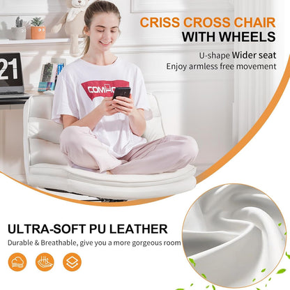 Criss Cross Office Chair Beige With Wheels For Home Office-2