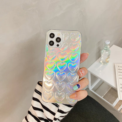 Three Dimensional Laser Transparent Love Mobile Phone Case