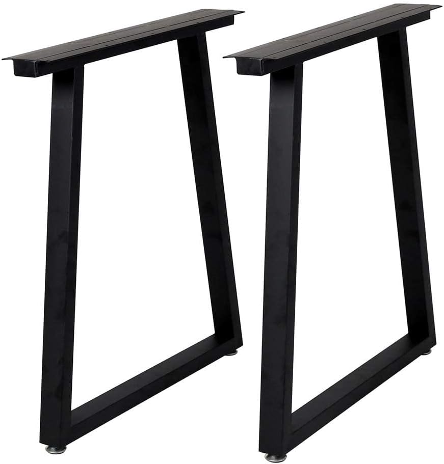Metal Table Legs 28''x 24'' Heavy-Duty Desk Legs Industrial Furniture Legs For Dinning Table, Computer Table, Office Table 2Pcs-Black