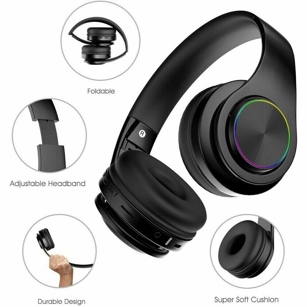 Foldable On Ear Headphones Bluetooth 5.0 Wireless Stereo Bass Headphones Wireless