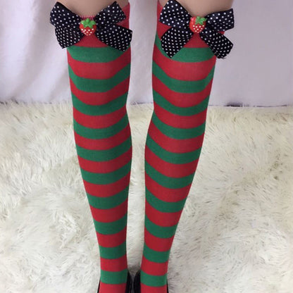 Christmas Socks Holiday Bow Stripes