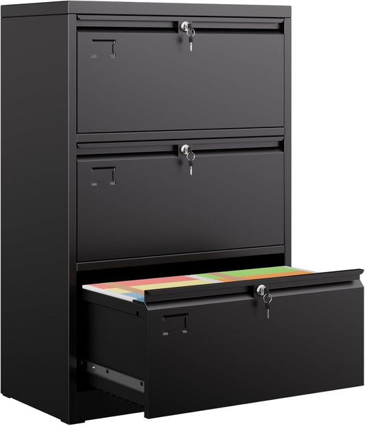 The Secure Lateral File Cabinet | 3-Drawer Metal Storage
