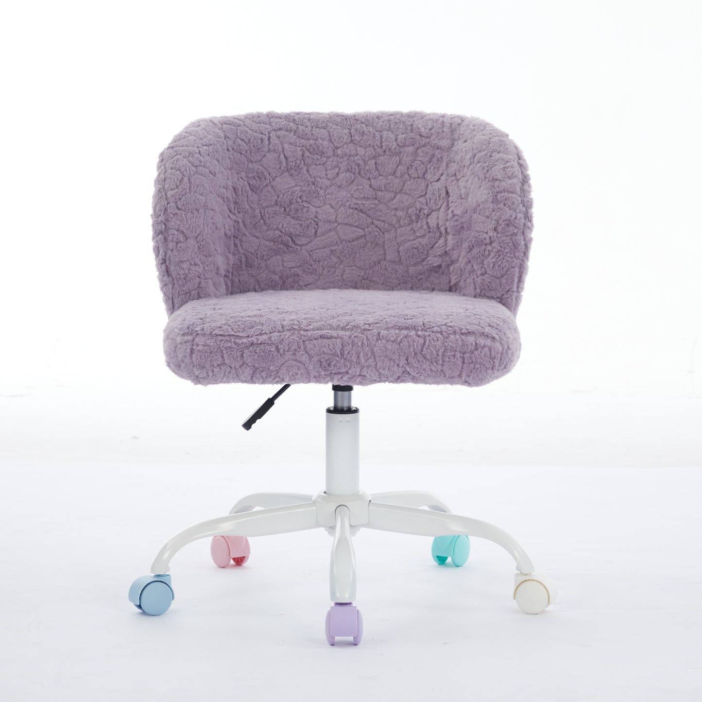 A&A Furniture Office Chair,Artificial Rabbit Hair Home Office Chair With Metal Base,Adjustable Desk Chair Swivel Office Chair,Vanity Chair Violet