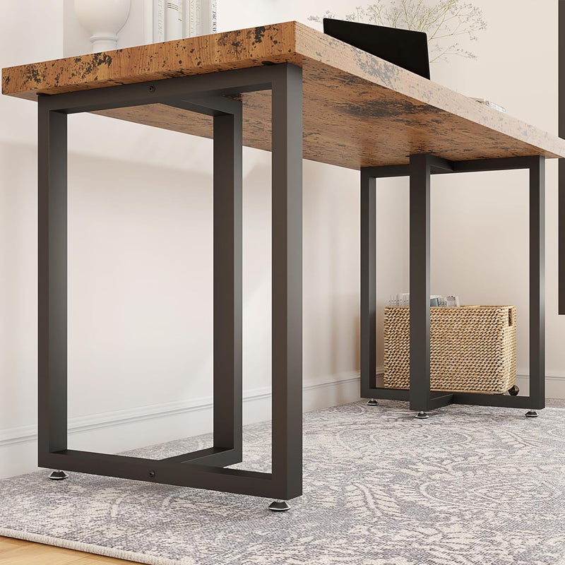 Metal Table Legs 28'x 24 Heavy-Duty T-Shape Desk Legs Industrial Furniture Legs For Dinning Table, Computer Table, Office Table 2Pcs-Black