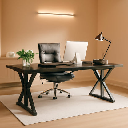 70.8 Inch Executive Desk Black Oak Office Desk Home Office-0