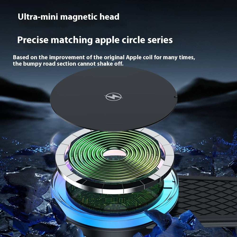 Car Magnetic Colorful Light Titanium Alloy Car Wireless Charging Bracket