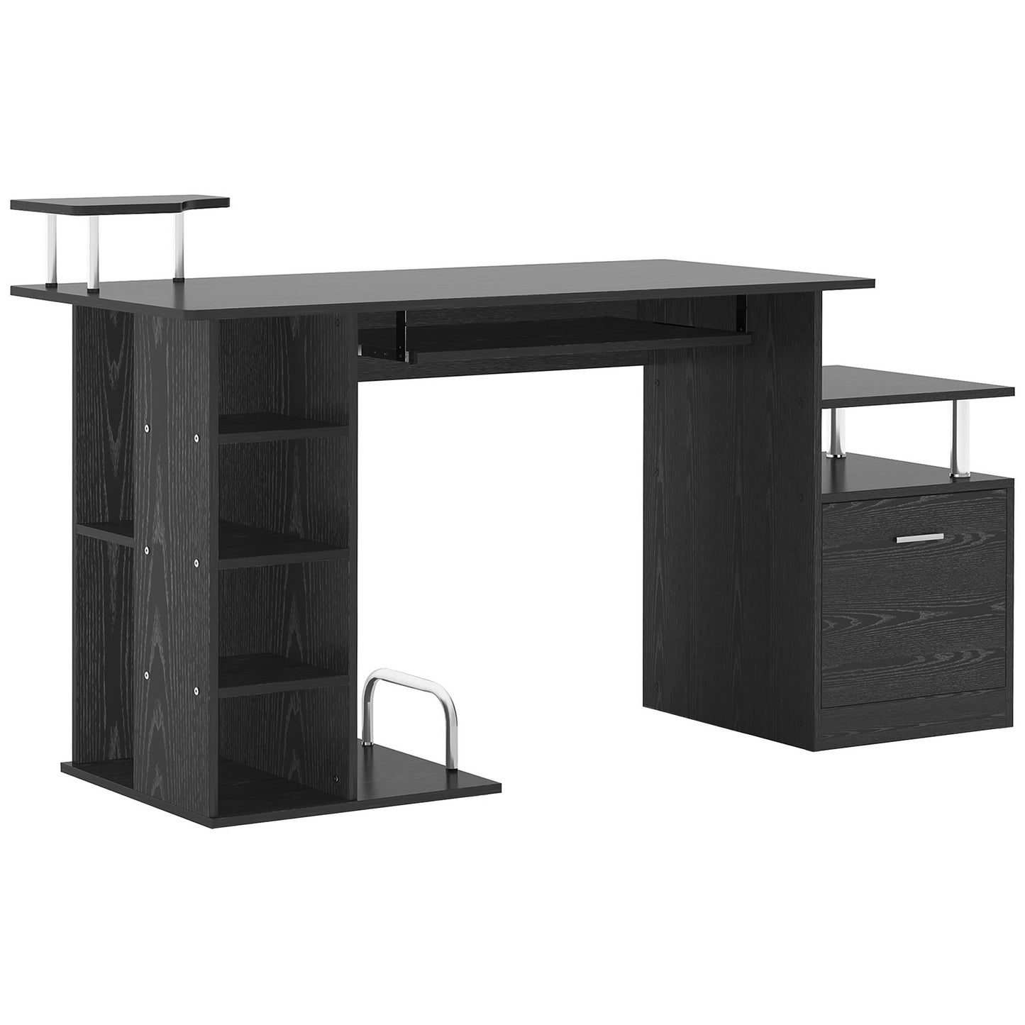 Computer Desk PC Workstation With Drawer Shelves CPU Storage Rack Home Office Furniture 152 X 60 X 88cm BLACK