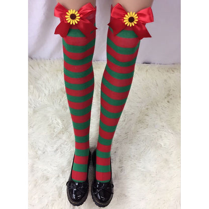 Christmas Socks Holiday Bow Stripes