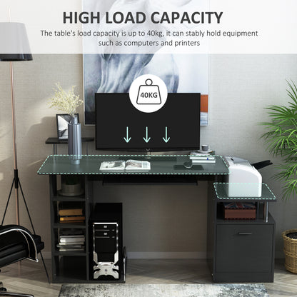 Computer Desk PC Workstation With Drawer Shelves CPU Storage Rack Home Office Furniture 152 X 60 X 88cm BLACK