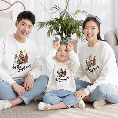 A Family Of Three Family Wear Celebrating Christmas Tree Letter Printing