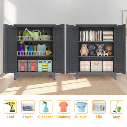 47'' Tall Metal Tool Storage Cabinet, With Ample Storage Space For Garage,Warehouse,Garden,Office, Living Room,Bathroom,Utility Room Slate