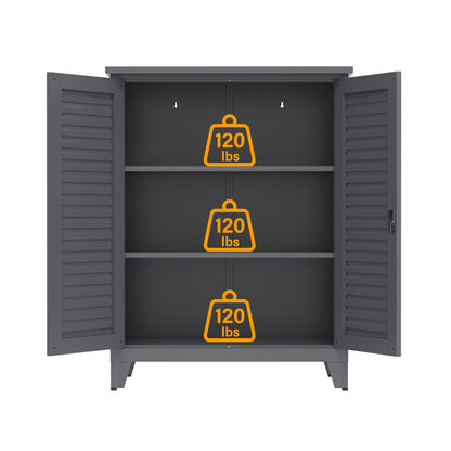 47'' Tall Metal Tool Storage Cabinet, With Ample Storage Space For Garage,Warehouse,Garden,Office, Living Room,Bathroom,Utility Room Slate