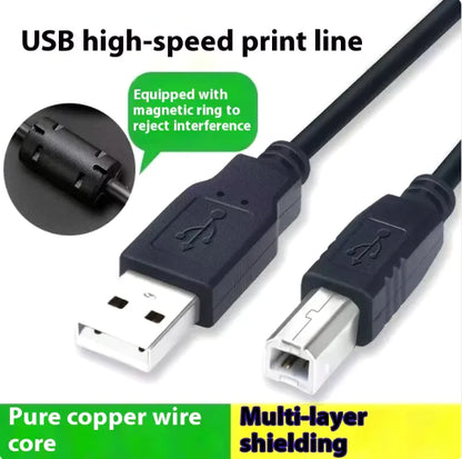 High-Speed USB Printer Cable - Pure Copper, Square Connector, 20 Data Wire