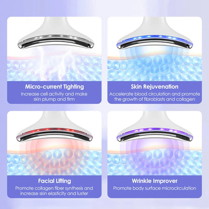 Face Neck Lifting Beauty Device EMS Microcurrent LED Photon Firming Rejuvenation Anti Wrinkle Facial Massager Skincare Tools